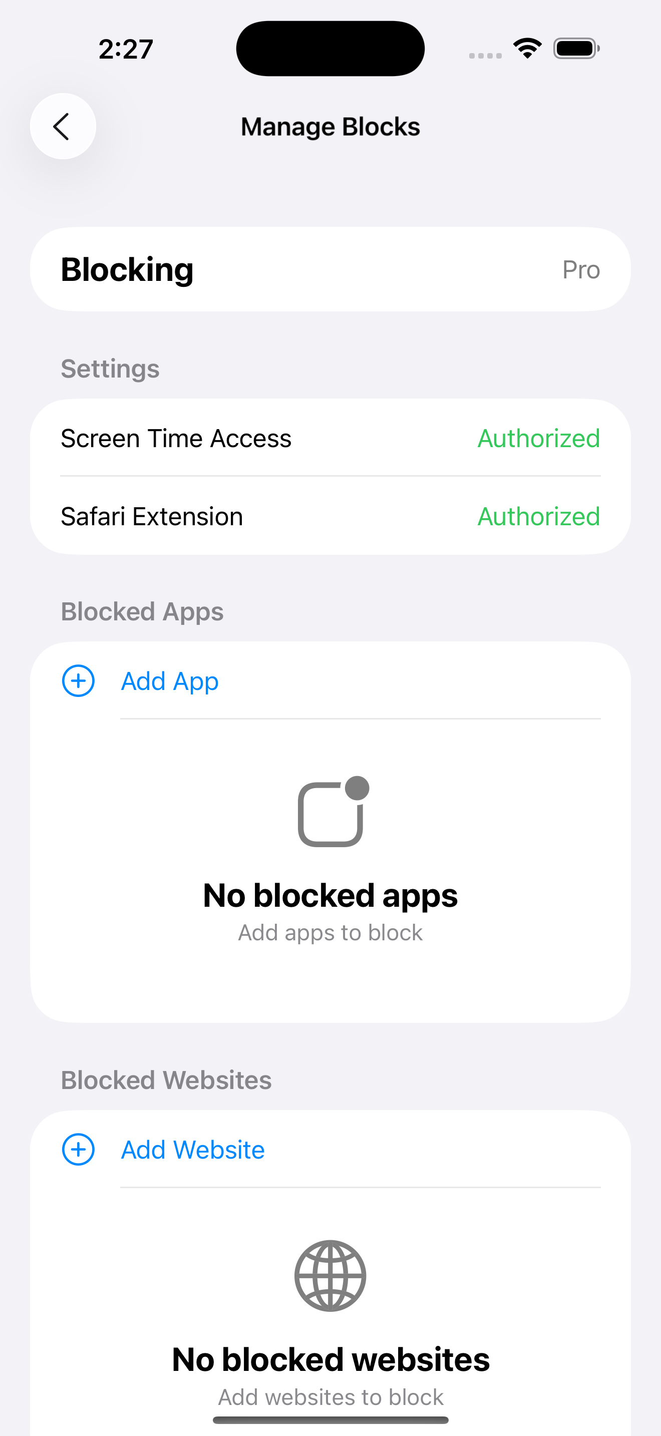 Add apps and websites to block